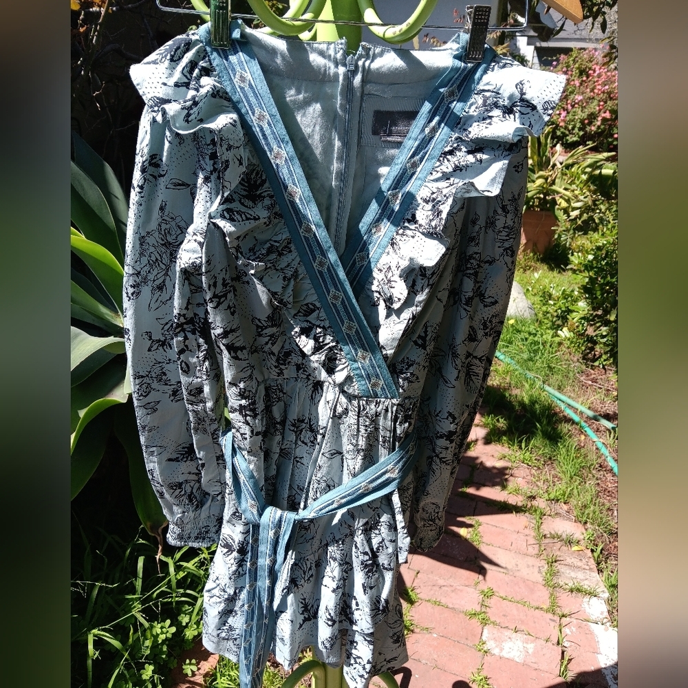 Floral Blue Ruffle Dress - Picture 10 of 17